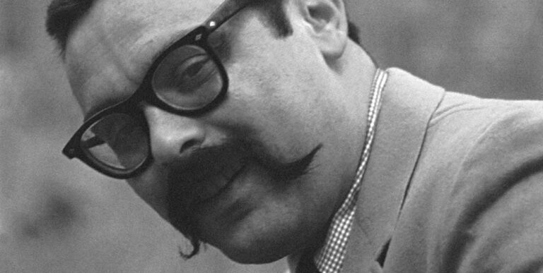 Black and white portrait of Vince Guaraldi