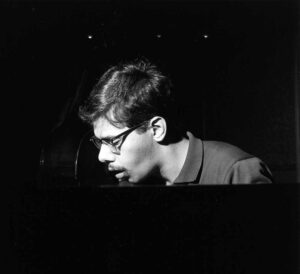 Black and white portrait of jazz pianist Chick Corea by Francis Wolff