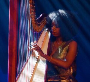 Brandee Younger playing the harp live at EartH, Hackney. EFG London Jazz Festival 2024.