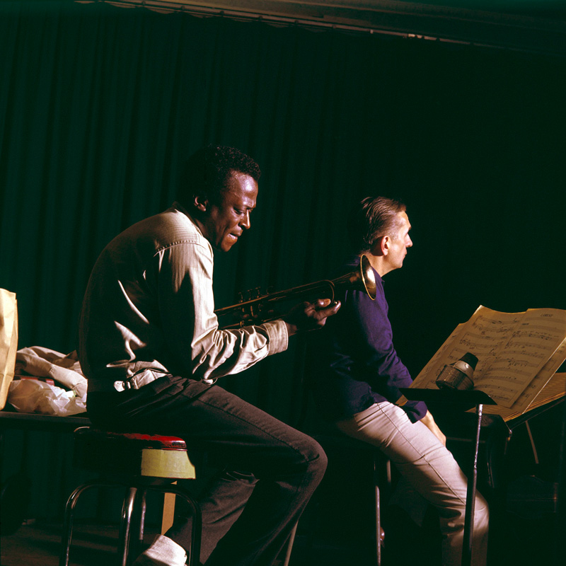 Miles Davis and Gil Evans in rehearsal for Carnegie Hall concert.